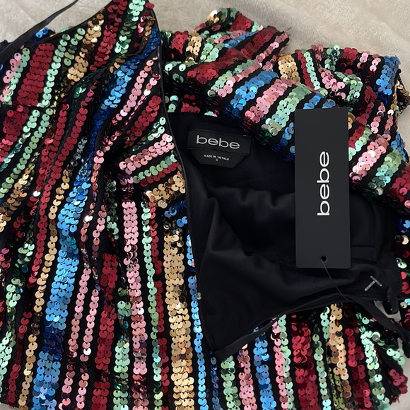 Bebe Cowl Back All Over Sequin Multicolored
Sleeveless Mini Party Dress Sz S - Picture 3 of 6